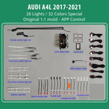 DIQ AMBIENT AUDI A4L (8W) mod. 2017-2021 (Digital iQ Ambient Light for Audi A4L mod. 2017-2021, 26 Lights)