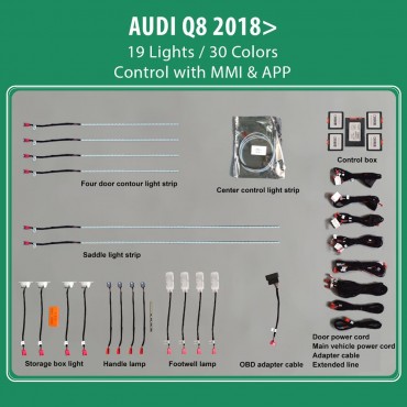 DIQ AMBIENT AUDI Q8 mod. 2018> (Digital iQ Ambient Light Audi Q8 mod. 2018>, 19 Lights)