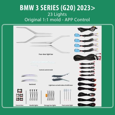 DIQ AMBIENT BMW S.3 (G20) mod. 2023> (Digital iQ Ambient Light BMW Series 3 mod.2023>, 23 Lights)