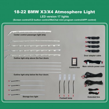 DIQ AMBIENT BMW X3-X4 (G01) mod.2018&gt; (Digital iQ Ambient Light BMW X3 - X4 mod.2018&gt;, 17 Lights, 11 Colors)