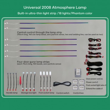 DIQ AMBIENT CRT 64 BLACK (Universal Thin Light Black Strip Ambient Light, 18 Lights with 64 colours)