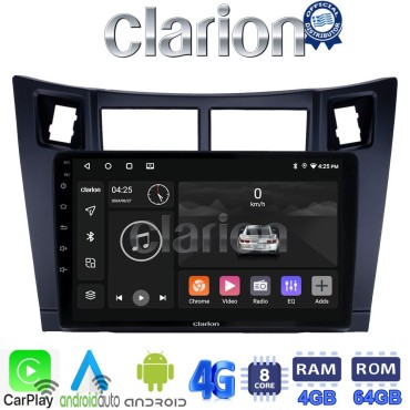CLARION GL72084 Οθόνη OEM Multimedia Αυτοκινήτου για Τoyota Yaris 2006 > 2011 (CarPlay/AndroidAuto/BT/GPS/WIFI/GPRS)