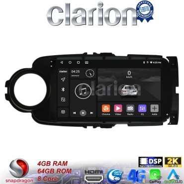 CLARION GL74454B Οθόνη OEM Multimedia Αυτοκινήτου για Toyota Yaris 2015 > 2019 (CarPlay/AndroidAuto/BT/GPS/WIFI/GPRS)