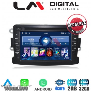 LM Digital - LM N4157 GPS Οθόνη OEM Multimedia Αυτοκινήτου για Dacia Duster, Logan, Sandero, Renault Captur (CarPlay/AndroidAuto/BT/GPS/WIFI)