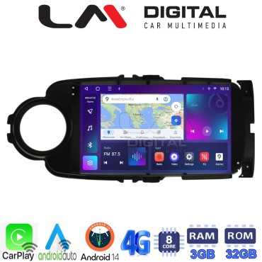 LM Digital - LM ZE8454B GPS Οθόνη OEM Multimedia Αυτοκινήτου για Toyota Yaris 2015 > 2019 (CarPlay/AndroidAuto/BT/GPS/WIFI/GPRS)
