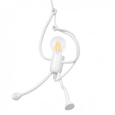 GLOBOSTAR® LITTLE MAN 01651 Μοντέρνο Κρεμαστό Φωτιστικό Οροφής με Ντουί 1 x E27 AC 220-240V IP20 - Λευκό - Μ20 x Π20 x Υ40cm