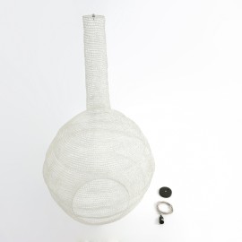 GloboStar® KENTUCKY 01886 Vintage Κρεμαστό Φωτιστικό Πλέγμα Μονόφωτο 1 x E27 IP20 Λευκό Μέταλλο - Μ90 x Π90 x Υ150cm