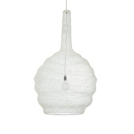 GloboStar® KENTUCKY 01886 Vintage Κρεμαστό Φωτιστικό Πλέγμα Μονόφωτο 1 x E27 IP20 Λευκό Μέταλλο - Μ90 x Π90 x Υ150cm