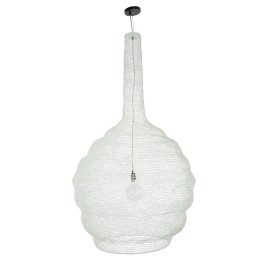 GloboStar® KENTUCKY 01886 Vintage Κρεμαστό Φωτιστικό Πλέγμα Μονόφωτο 1 x E27 IP20 Λευκό Μέταλλο - Μ90 x Π90 x Υ150cm