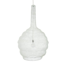 GloboStar® KENTUCKY 01886 Vintage Κρεμαστό Φωτιστικό Πλέγμα Μονόφωτο 1 x E27 IP20 Λευκό Μέταλλο - Μ90 x Π90 x Υ150cm