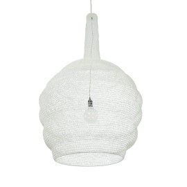 GloboStar® KENTUCKY 01886 Vintage Κρεμαστό Φωτιστικό Πλέγμα Μονόφωτο 1 x E27 IP20 Λευκό Μέταλλο - Μ90 x Π90 x Υ150cm