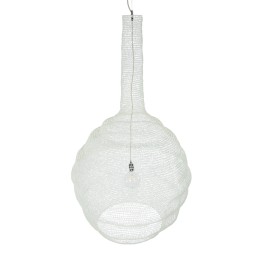 GloboStar® KENTUCKY 01886 Vintage Κρεμαστό Φωτιστικό Πλέγμα Μονόφωτο 1 x E27 IP20 Λευκό Μέταλλο - Μ90 x Π90 x Υ150cm