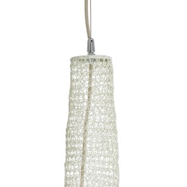 GloboStar® KENTUCKY 01886 Vintage Κρεμαστό Φωτιστικό Πλέγμα Μονόφωτο 1 x E27 IP20 Λευκό Μέταλλο - Μ90 x Π90 x Υ150cm