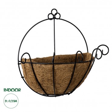 GloboStar® Artificial Garden KOUFONISIA 20482 Επιτοίχιο Κασπώ Γλάστρα - Flower Pot από Φλοιό Καρύδας Καφέ Φ25cm x Υ15cm