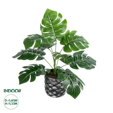 GloboStar® Artificial Garden MONSTERA 20893 - Τεχνητό Διακοσμητικό Φυτό Μονστέρα Φ40 x Υ33cm