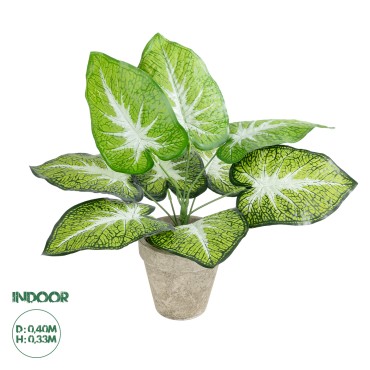 GloboStar® Artificial Garden CALADIUM POTTED PLANT 20894 Διακοσμητικό Φυτό Καλάντιουμ Φ40 x Υ33cm