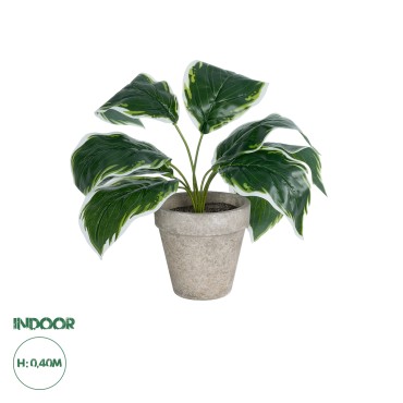 GloboStar® Artificial Garden WHITE HOSTA PLANT 20900 Διακοσμητικό Φυτό Λευκή  Χόστα Φ45 x Υ40cm