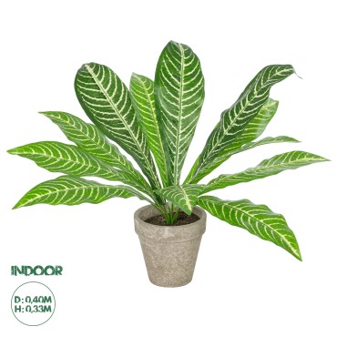 GloboStar® Artificial Garden  ZEBRA POTTED PLANT 20906 Διακοσμητικό Φυτό Ζέμπρα Φ40 x Υ33cm