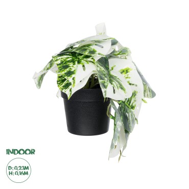 GloboStar® Artificial Garden ALBINO MONSTERA PLANT 20946 - Διακοσμητικό Φυτό Μονστέρα Φ23 x Υ16cm