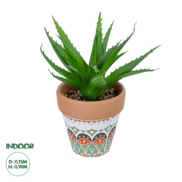 GloboStar® Artificial Garden SUCCULENT ALOE POTTED PLANT 21054 Διακοσμητικό Φυτό Αλόη  Φ15 x Υ19cm