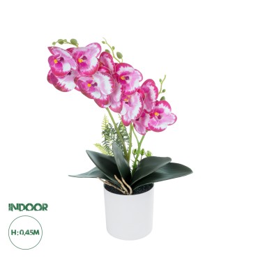 GloboStar® Artificial Garden PINK + FUCHSIA ORCHID 21079 Διακοσμητικό Φυτό Ροζ - Φούξια Ορχιδέα Υ45cm