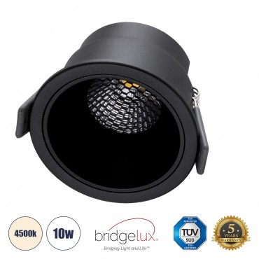 GLOBOSTAR® PLUTO-M 60256 Χωνευτό Downlight Σποτ με Honeycomb Anti Glare Reflector LED 10W 1300lm 38° AC 220-240V IP20 Φυσικό Λευκό 4500K - Bridgelux COB Chip & TÜV SÜD Driver - Μαύρο Ματ - Μ8.4 x Π8.4 x Υ5.9cm / Q7.5cm - 5 Χρόνια Εγγύησ