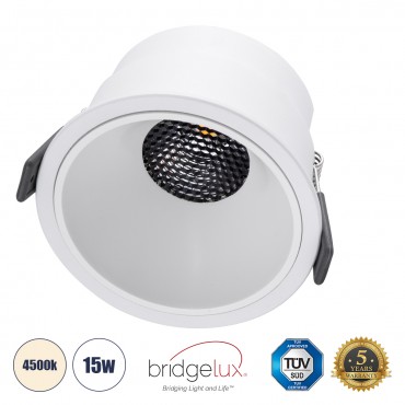 GLOBOSTAR® PLUTO-B 60260 Χωνευτό Downlight Σποτ με Honeycomb Anti Glare Reflector LED 15W 1950lm 38° AC 220-240V IP20 Φυσικό Λευκό 4500K - Bridgelux COB Chip & TÜV SÜD Driver - Λευκό Ματ - Μ10.4 x Π10.4 x Υ6.5cm / Q9.5cm - 5 Χρόνια Εγγύ