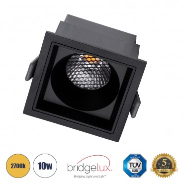 GLOBOSTAR® PLUTO-M 60275 Χωνευτό Downlight Σποτ με Honeycomb Anti Glare Reflector LED 10W 1250lm 38° AC 220-240V IP20 Θερμό Λευκό 2700K - Bridgelux COB Chip & TÜV SÜD Driver - Μαύρο Ματ - Μ8.4 x Π8.4 x Υ5.9cm / Q7.5 x 7.5cm - 5 Χρόνια Ε
