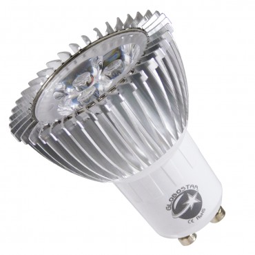 GloboStar® 76030 Σποτ LED GU10 MR16 3W 300lm 45° AC 220-240V IP20 Φ5 x Υ5.5cm Ψυχρό Λευκό 6000K - 3 Χρόνια Εγγύηση