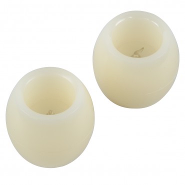 GloboStar® CANDLE 79548 ΣΕΤ 2 x Διακοσμητικά Realistic Κεράκια με LED Εφέ Κινούμενης Φλόγας - Μπαταρίας 12 x CR2032 Μπλε Μπεζ D6 x H5cm