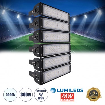 GloboStar® GOLIATH 90100-6 LED Προβολέας Γηπέδου - Φωτιστικό Tunnel 300W 48000LM 75°*135° AC 100-277V IP65 -  Ψυχρό Λευκό 5000K - MeanWell Driver & LumiLEDs Chip - 5 Years Warranty