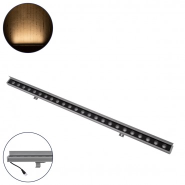 GLOBOSTAR® WASHER-FAIA 90186 Μπάρα Φωτισμού Wall Washer με Αντιθαμβωτική Γρίλια LED 24W 2040lm 15° DC 24V Αδιάβροχο IP65 Θερμό Λευκό 2700K Dimmable - Ασημί - Μ100 x Π4 x Υ5.5cm - 3 Χρόνια Εγγύηση