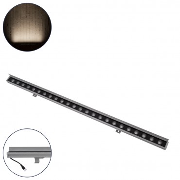 GLOBOSTAR® WASHER-FAIA 90187 Μπάρα Φωτισμού Wall Washer με Αντιθαμβωτική Γρίλια LED 24W 2280lm 15° DC 24V Αδιάβροχο IP65 Φυσικό Λευκό 4500K Dimmable - Ασημί - Μ100 x Π4 x Υ5.5cm - 3 Χρόνια Εγγύηση
