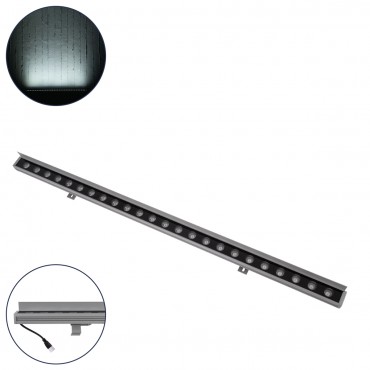 GLOBOSTAR® WASHER-FAIA 90188 Μπάρα Φωτισμού Wall Washer με Αντιθαμβωτική Γρίλια LED 24W 2400lm 15° DC 24V Αδιάβροχο IP65 Ψυχρό Λευκό 6000K Dimmable - Ασημί - Μ100 x Π4 x Υ5.5cm - 3 Χρόνια Εγγύηση