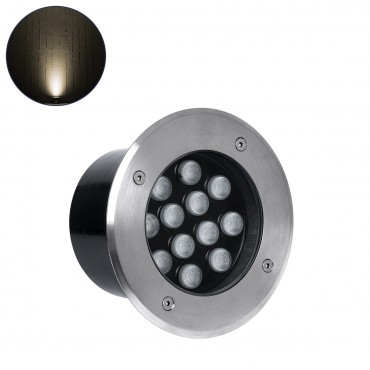 GloboStar® UNDERGROUND-TINA 90667 Χωνευτό Φωτιστικό Σποτ Δαπέδου LED 12W 1320lm 30° DC 24V Αδιάβροχο IP65 Φ16 x Υ9cm Θερμό Λευκό 3000K - Ανοξείδωτο Ατσάλι - 3 Years Warranty