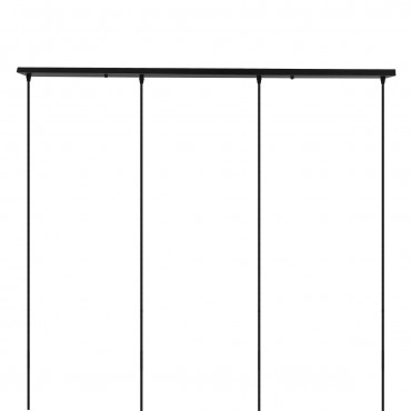 DIY Ροζέτα Φωτιστικού Μαύρη Ορθογώνια 1200x50mm με 4 Τρύπες GloboStar 90824