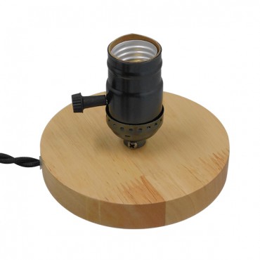 GloboStar® NOX 91049 Μοντέρνο Επιτραπέζιο Φωτιστικό Πορτατίφ Μονόφωτο 1 x E27 IP20 Μπεζ Ξύλο με Μαύρο Μέταλλο - Μ12 x Π12 x Υ10.6cm